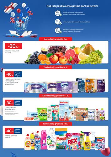 MAXIMA akcijų leidinys "Ypatingi atidarymo pasiūlymai atsinaujinusioje parduotuvėje Ulonų g. 5, Vilniuje" nuo gruodžio 9 d.