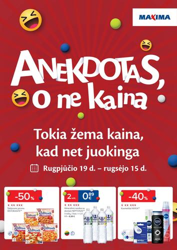 MAXIMA akcijų leidinys "Anekdotas, o ne kaina" nuo rugpjūčio 19 d.