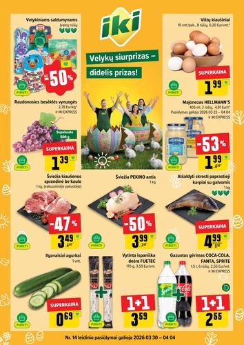 IKI akcijų leidinys "IKI Kainų leidinys Nr. 14" nuo kovo 30 d.