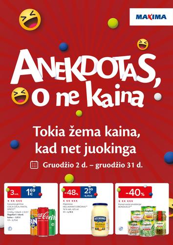 MAXIMA akcijų leidinys "Anekdotas, o ne kaina" nuo gruodžio 2 d.