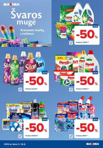 MAXIMA akcijų leidinys "Švaros mugė" nuo kovo 5 d.