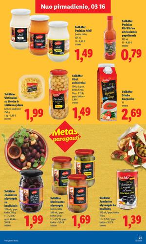 LIDL maisto akcijų leidinys nuo kovo 16 d.